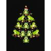 European Size 1pc Women'S Casual Christmas Frog Tree Print T-Shirt, Round Neck Short Sleeve, Polyester Knit Fabric, Comfortable Summer Top