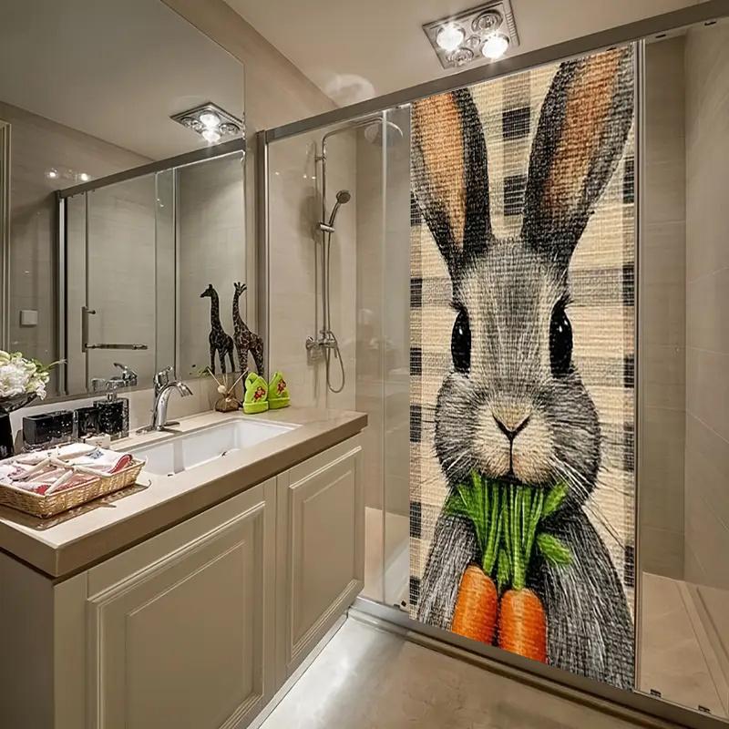 3D Rabbit and Carrot Bridge Self-adhesive Door Wallpaper 3D PVC Home Decor Sticker Beach Sun Scenery Poster Mural Wall Decal Deursticker