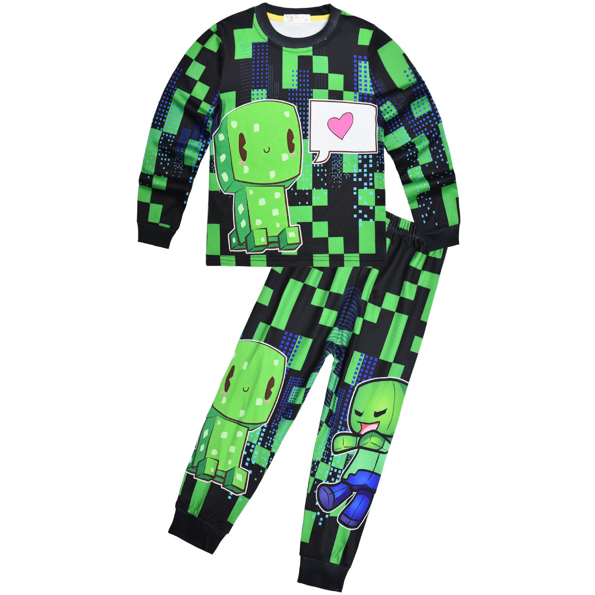 

Long-Sleeved Set, Cartoon Digital Printing, Middle-Aged And Older Children S Loungewear Set, Long-Sleeved Two-Piece Set, Sleeping 7893. 110