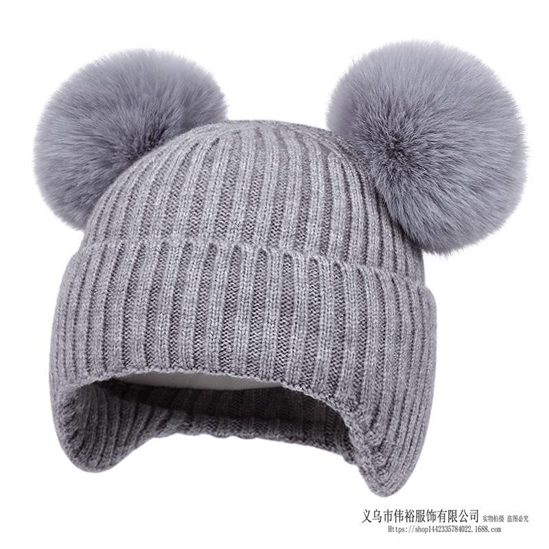 Kids Winter Warm Knitted Set Pom‑pom Hat Scarf Gloves 3‑Pcs Set Or Single Beanie Hat Windproof Ear Protection For Boys Girls Cold Weather Outdoor