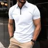 Mens Casual Solid Color Half Zip Short Sleeve Polo Shirt