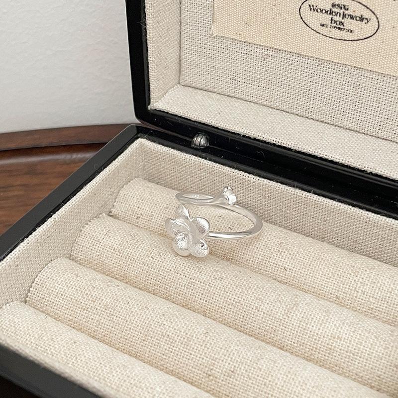 Fashion Elegant Flower Open Ring Adjustable Vintage Floral Finger Rings Minimalist Jewelry For Women Daily Party Wear