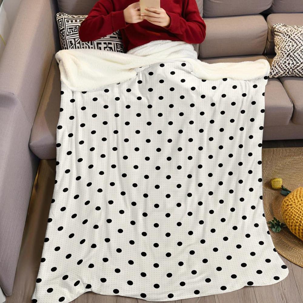 Klassische Schwarze Polka Dots Creme Flanelldecke Warm Weich Halloween Weihnachten Sofa Warm Gemütlich Dekorative Deko Für Alle Jahreszeiten