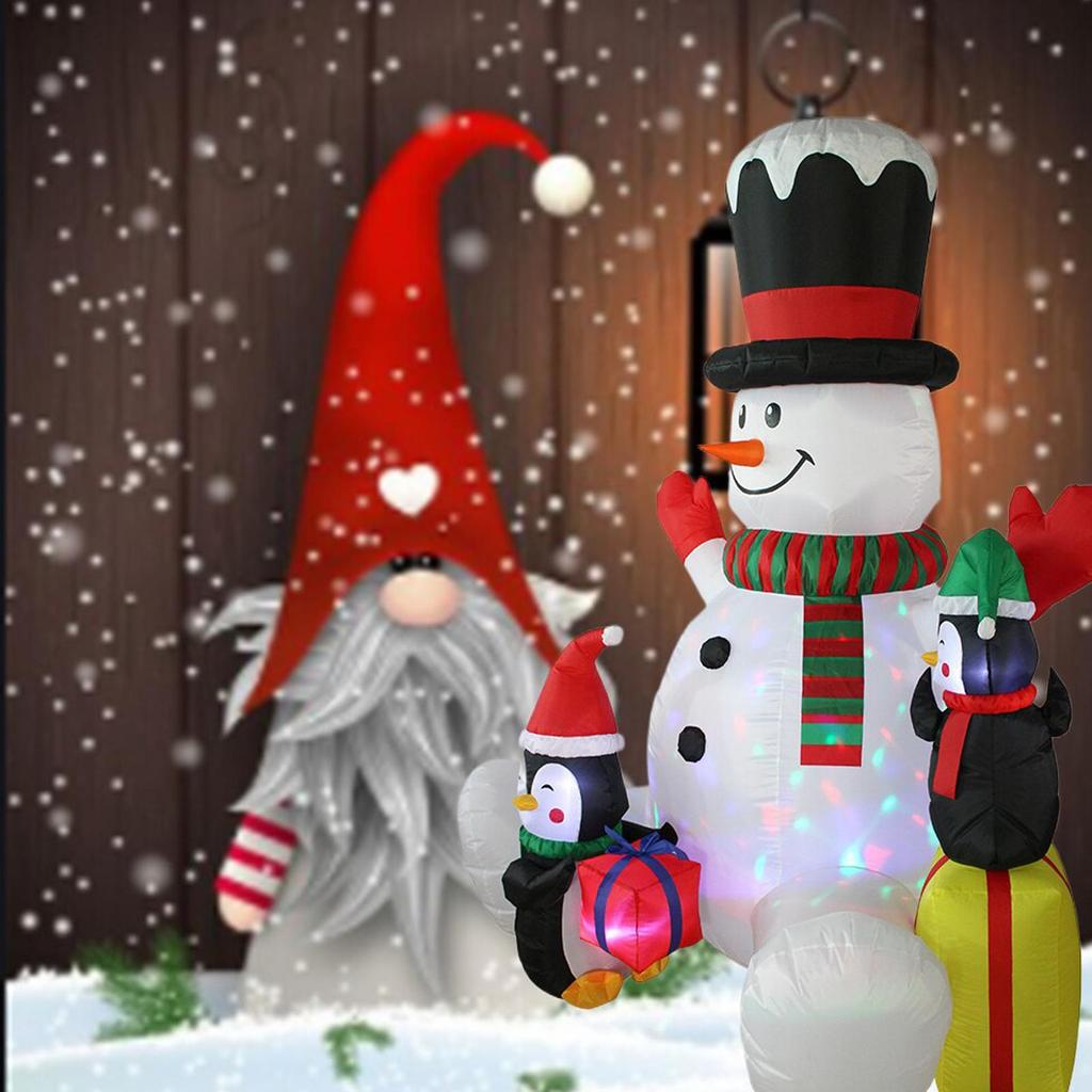 Christmas Inflatable 7ft Display Decor With 2 Penguins Christmas Inflatable Snowman For Family Friends Indoor Outdoor Party