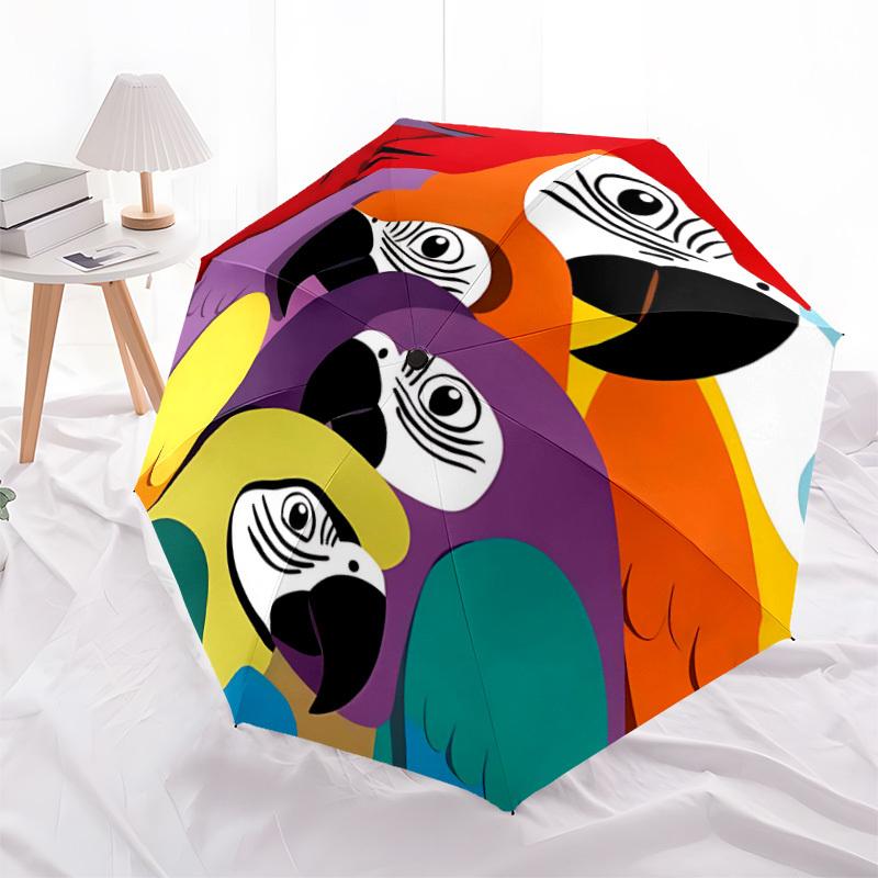 1pc Parrots, Macaws Automatic Open/Close Umbrella 8-Rib Strong Frame, Portable Travel Umbrella for Women & Men, Birthday Gift Parties 017