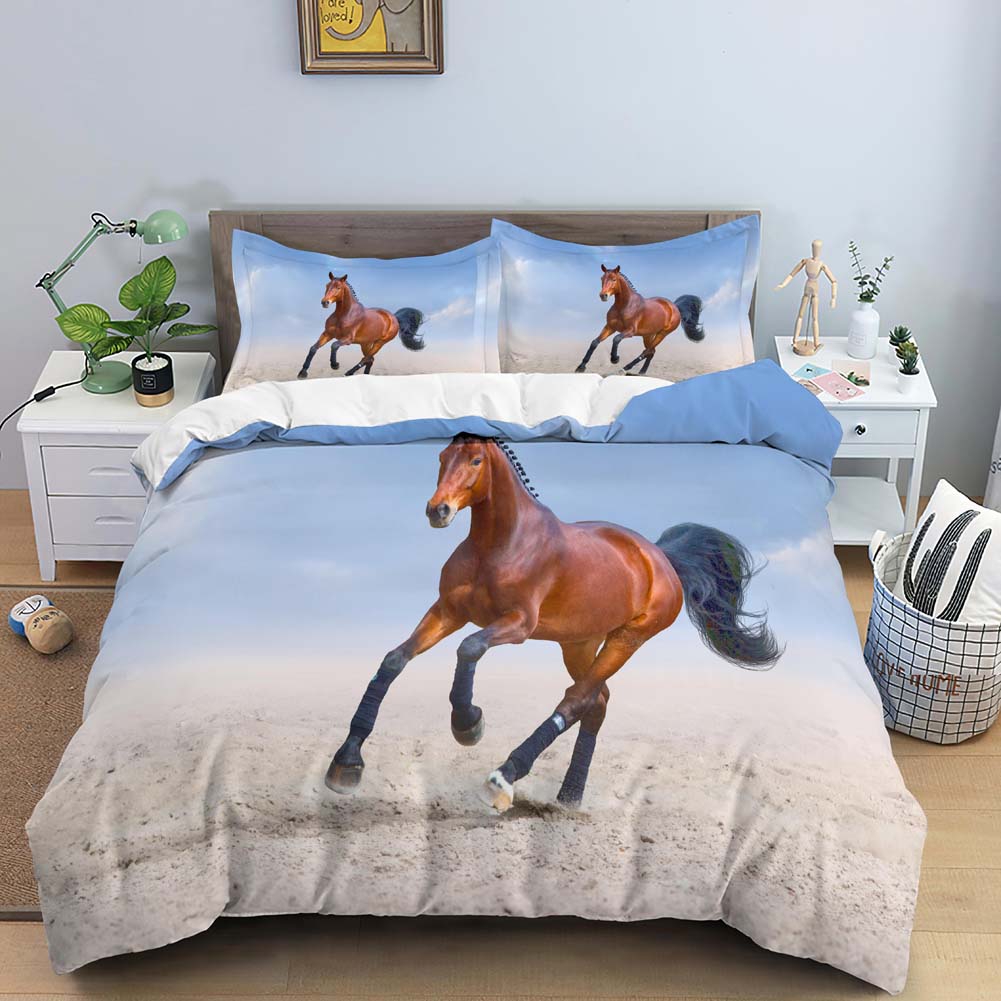 Horses Printed Duvet Cover Set Twin Full Queen King Bedding Comforter Bedspread Soft Microfiber Quilt Cover For Kids Boys Teens