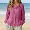 Women’s Long Sleeve Loose Fit Button Down Blouse Lightweight Pleated Top Casual Shirt for Daily Wear