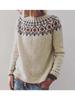 Women's Sweater Round Neck Colour Blocked Loose Fashion Pullover Knitwear Luxurious Relaxed-fit Slimming and Versatile Top