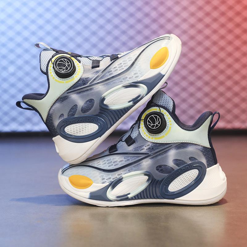 Children's basketball shoes boys and girls summer new mesh sports shoes breathable comfortable friction sound buttons classmates