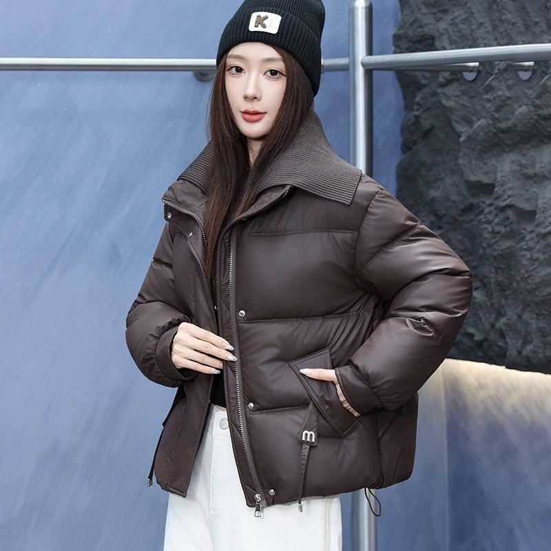 2026 Winter Womens Down Cotton Puffer Jacket Slim Fit Turn-down Collar Short Length Warm Casual Coat Petite Ladies