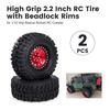 2PCS High Grip 2.2 Inch RC Rubber Tire Alloy Beadlock Rims Wheel Upgrade Parts for Traxxas Hsp Redcat Rc4wd  Axial