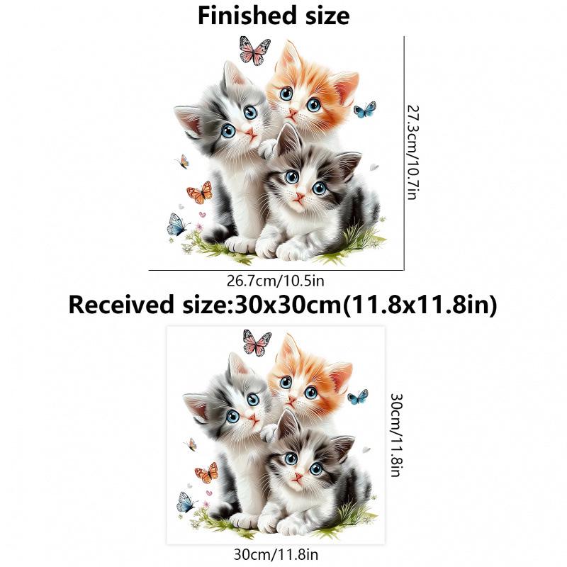 3D Cute Kitten & Butterfly Wall Decal for Children's Room