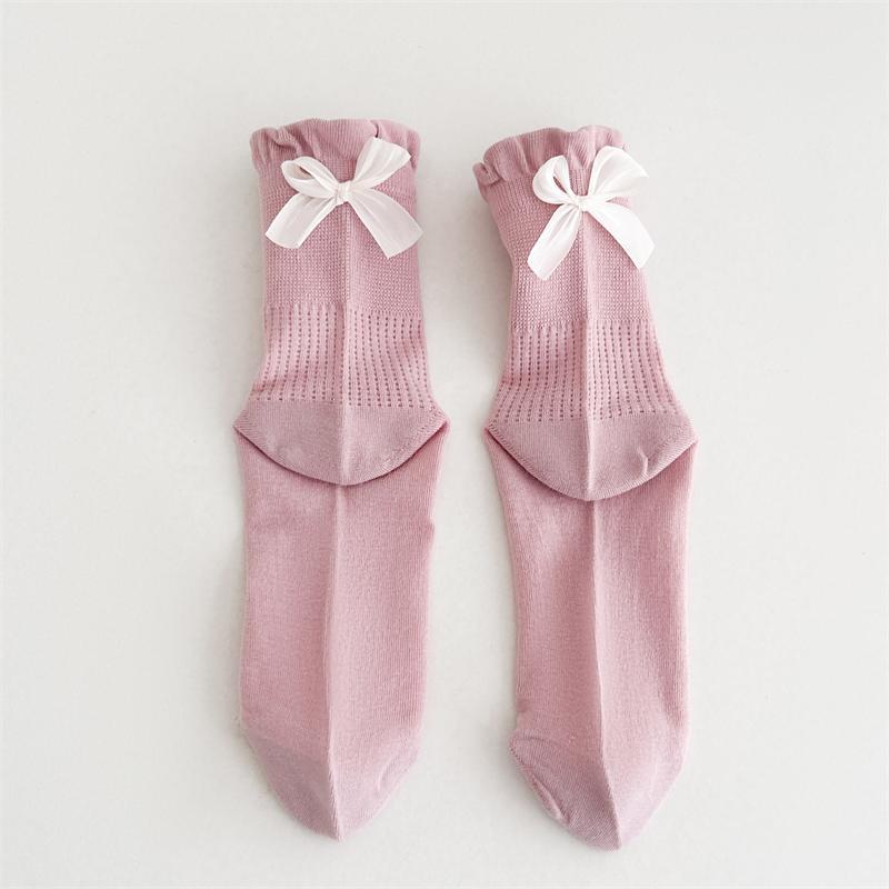 Women's Summer Thin Sweet Bow Mesh Breathable Mid Tube Socks
