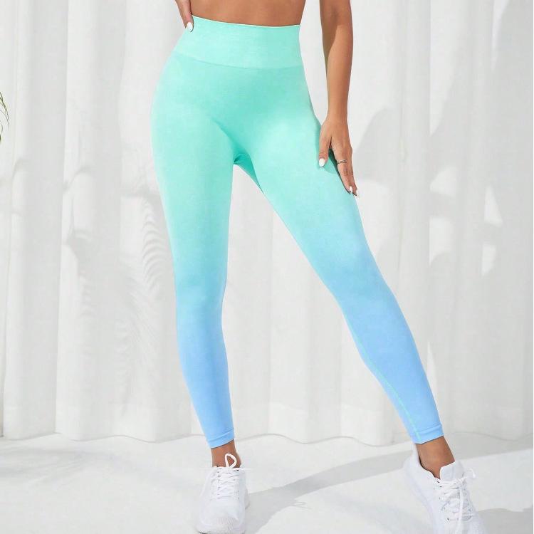 European & American Seamless Gradient Quick-Dry Yoga Pants - Nine-Point Length