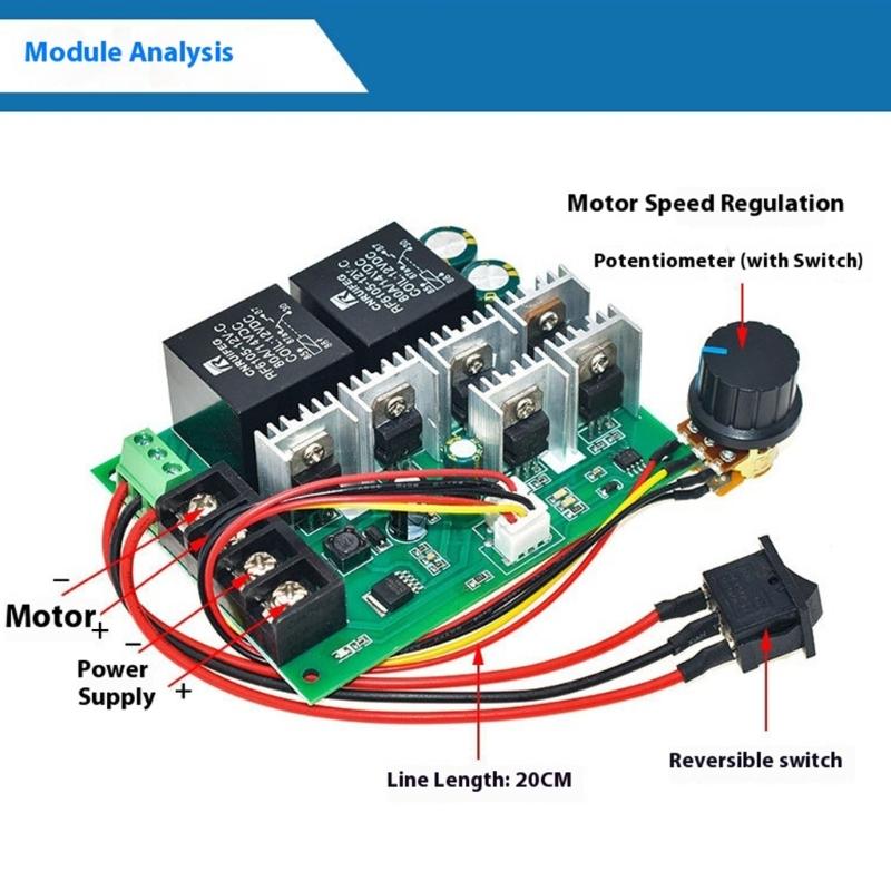 40A 2000W Motor Driver Controller Module With Linear Potentiometer Speed Regulation 10-50V Forward Reverse Function