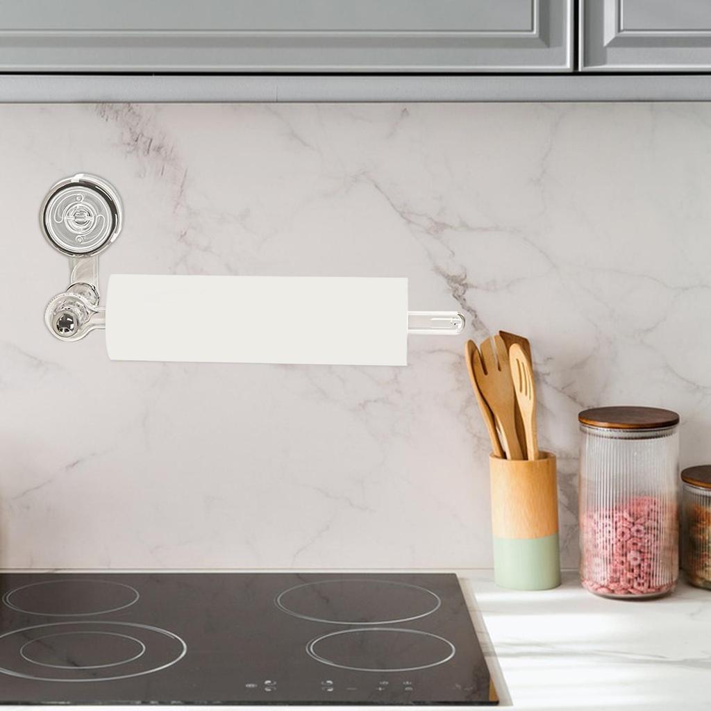 Kitchen Paper Towel Holder Toilet Tissue Holder for Bathroom Suction Cup Napkin Dispenser Rotatable Storage Rack for Cling Film
