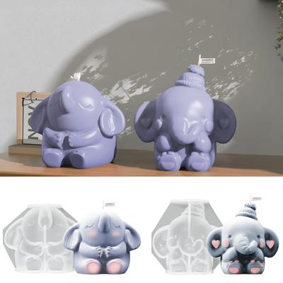 Creative 3D Animal Stampo Silicone Cute Elephant Moldes Velas Soap Casting Candle Making Supplies for Plaster Ornament