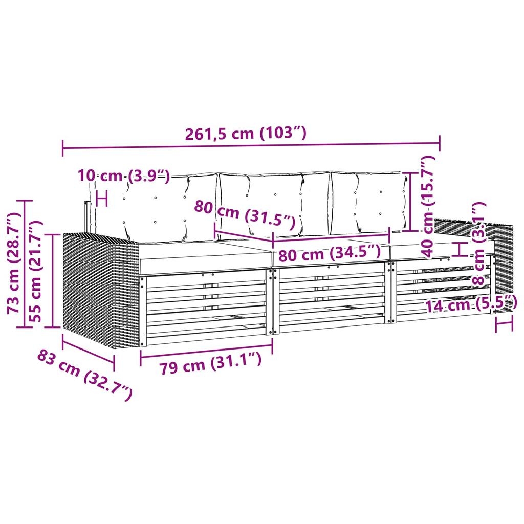 Outdoor Sofa Set 3 Pcs Natural and Light Grey Polyester