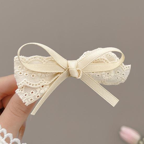 2 szt. Spinki do włosów dla dziewczynek Bezszkodliwe Zaokrąglone Klipsy z Miękką Koronką Wstążką Satynową Kok Dekoracja Narzędzie do Stylizacji Grzywki Akcesoria do Włosów