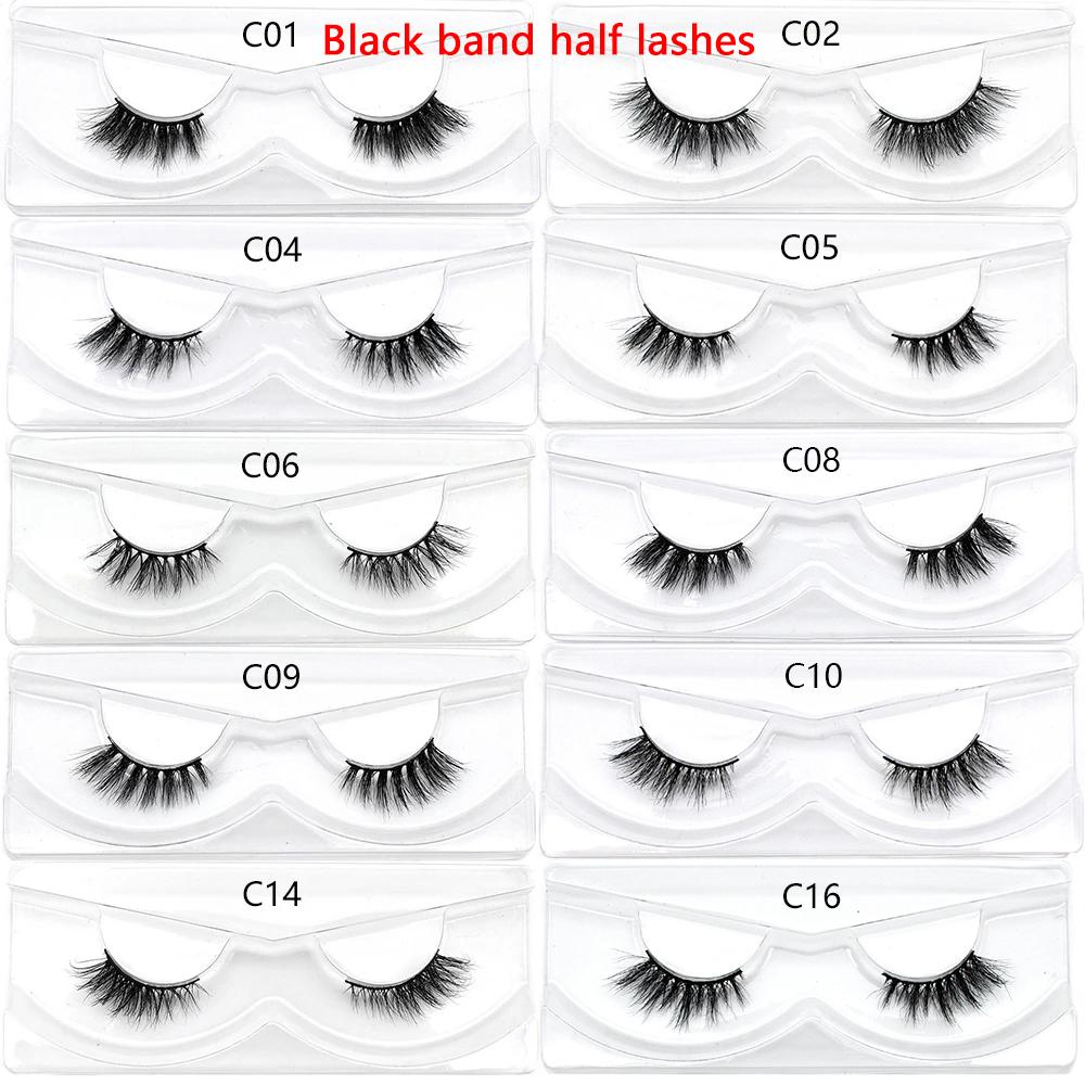 FOXESJI Mink Half Lashes Extension Natural Daily Reusable Short Strip Eye Lashes Mink Fluffy Soft Half False Eyelashes Make Up