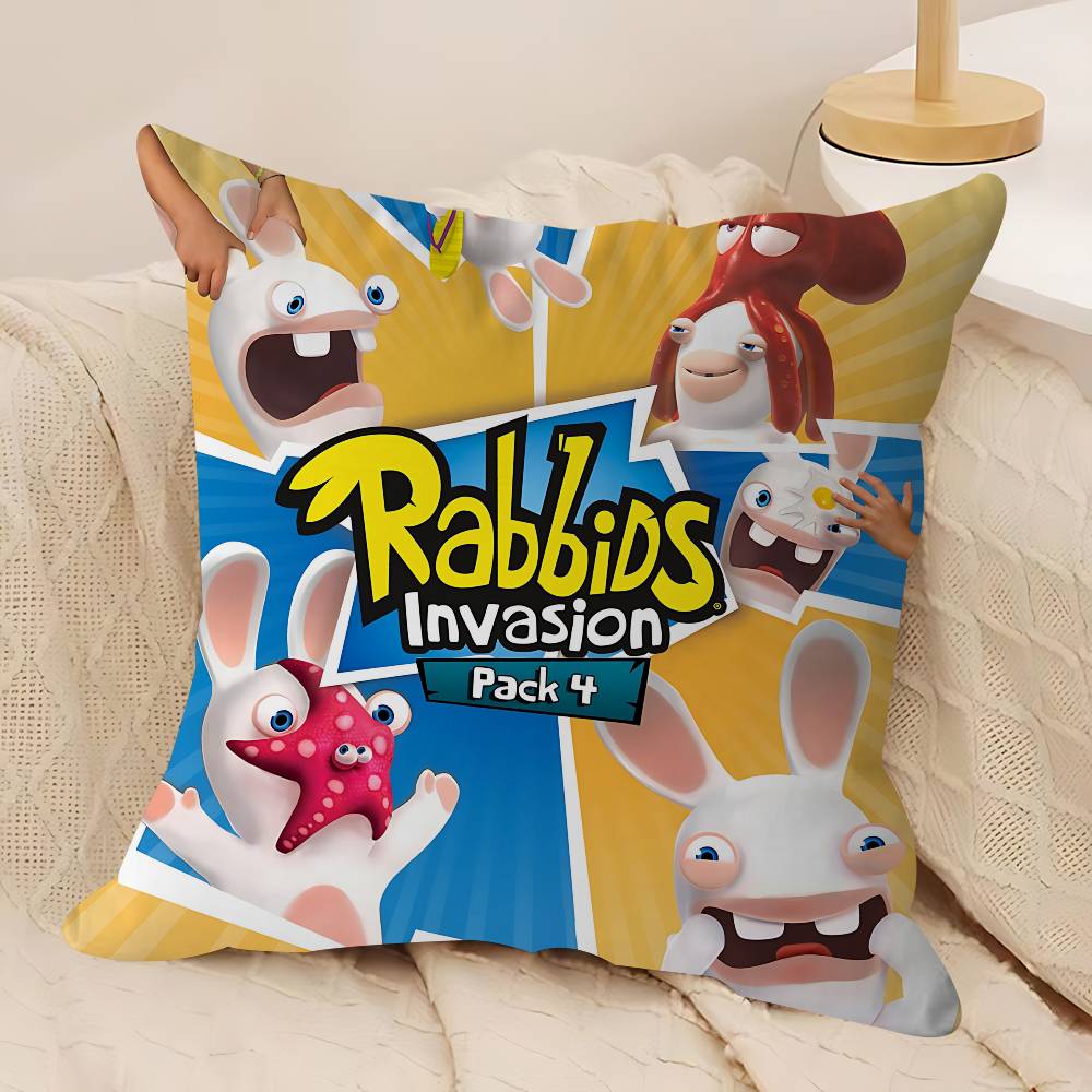 CUTE Cartoon I-Invasion Rabbids Pillow Case Removable Washable Cushion Cover – All-Season Soft Linen