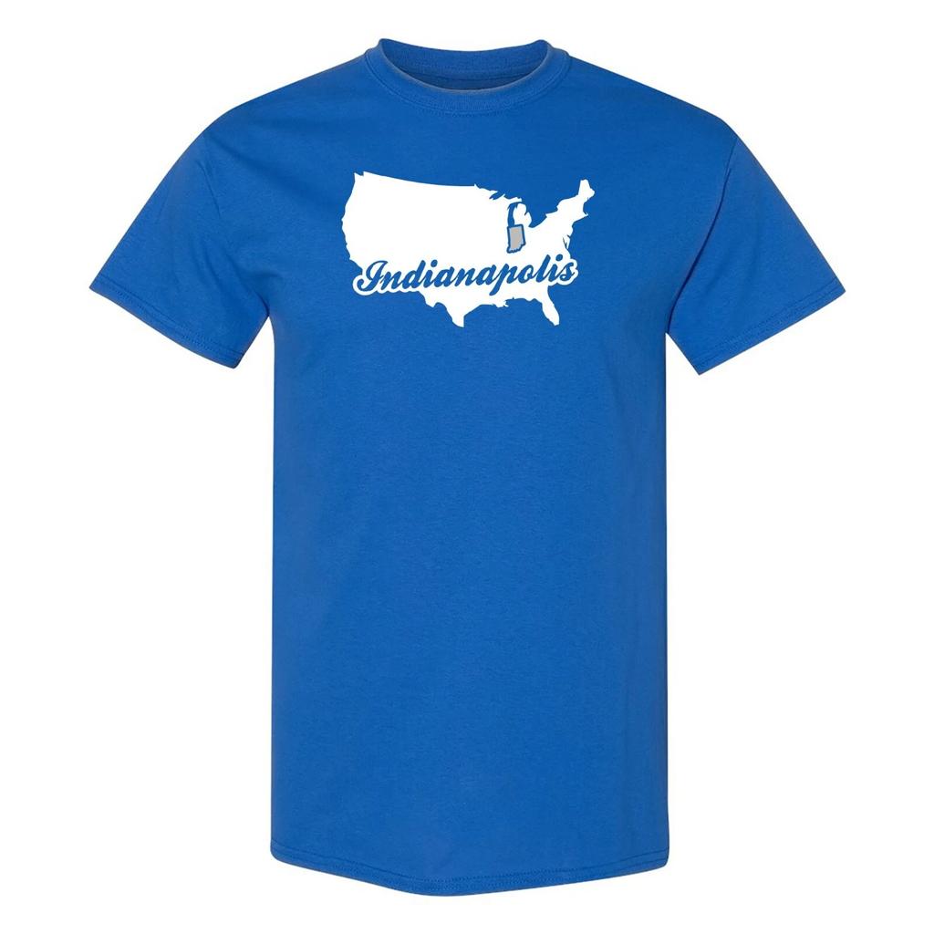 Indianapolis USA Script - Football Team Colors Sports T-Shirt - Royal