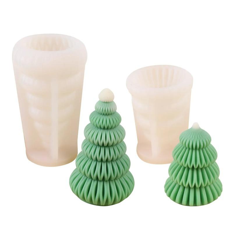 1-4PCS Christmas Tree Silicone Mold 3D Candle Molds for Making Tree Shaped Epoxy Resin DIY Wax Candles Gift Decor