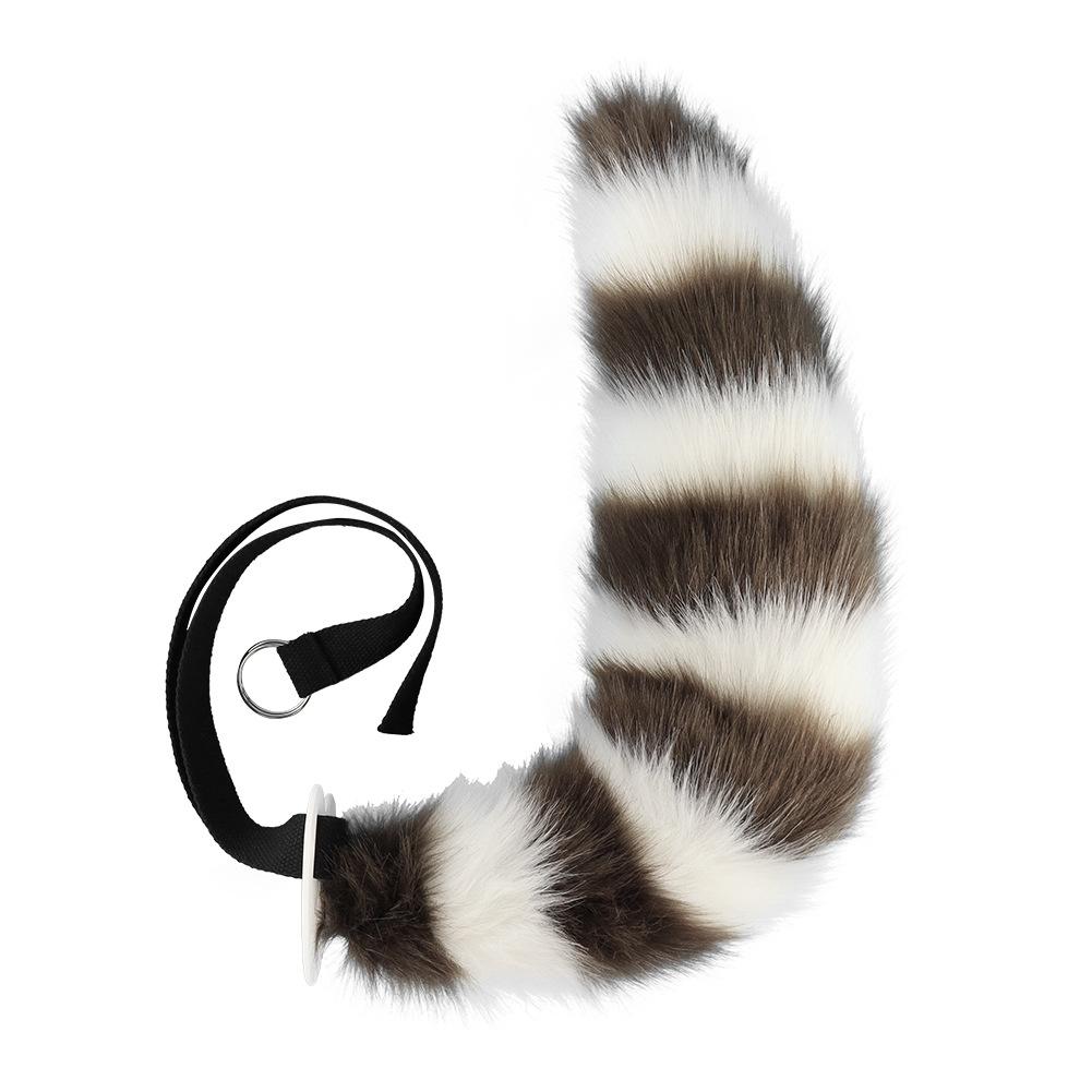 Artificial fox tail cosplay Handmade plush wolf tail accessory for cosplay events, with adjustable length