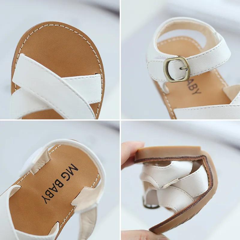 Fashion Cross-tied Sandals for Girls Cool Beach Slids Kids Shoes Boys Classic Black White Child Footwear School Shoe H01105