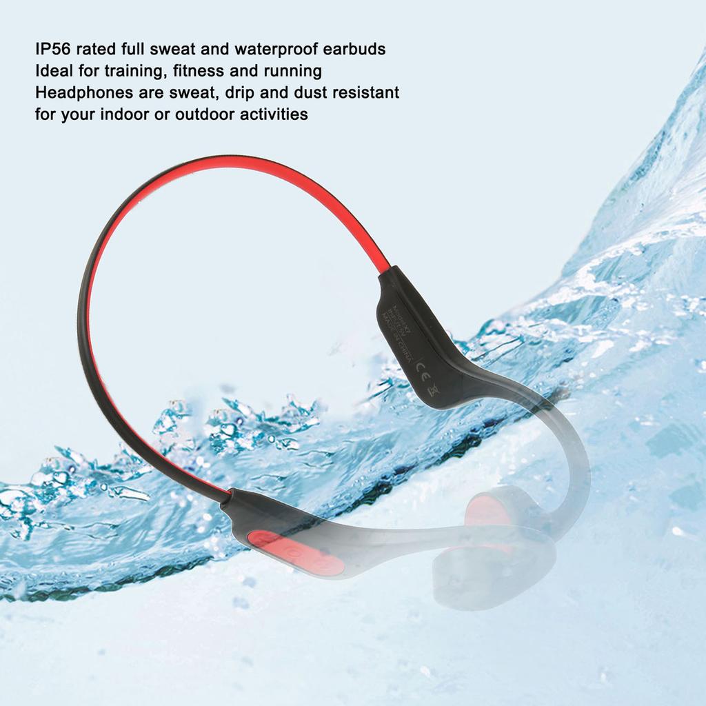 Bone Conduction Wireless Headphone Long Battery Life IP56 Waterproof Sports Headset Noise Cancellation Lightweight for Outdoor