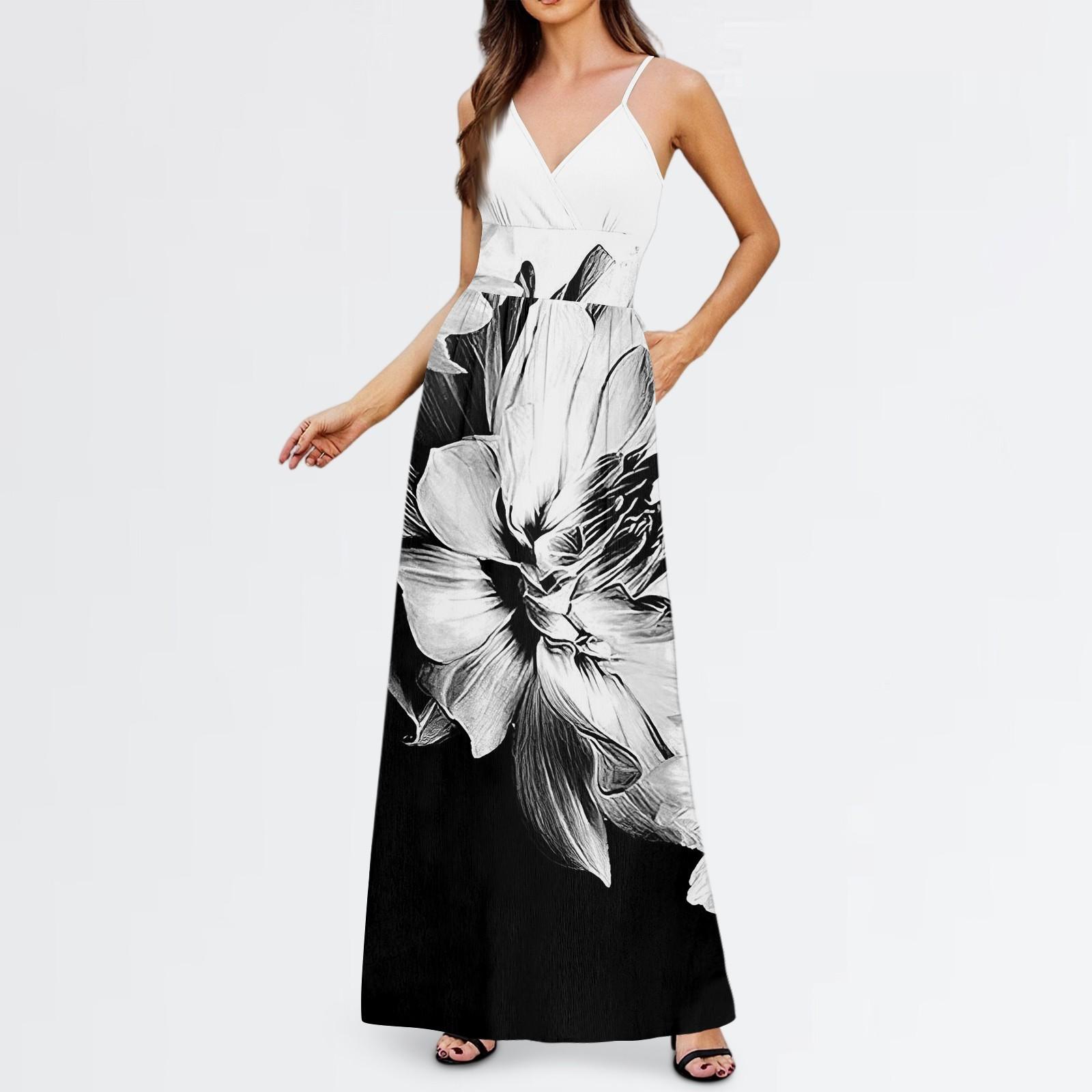 

Women s Casual Knitted Cotton Floral Stripe Printed Suspender Dress XL белый