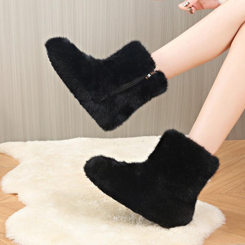 Fashion Women Fur Ankle Boots Fashion New Snow Boots 2025 Designer Short Plush Winter Shoes Trend Woman Sneakers Walking Botas Mujer