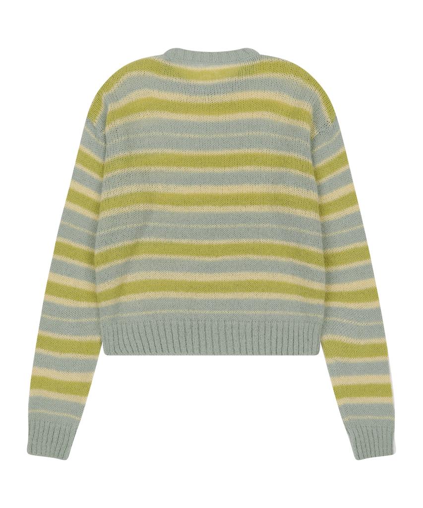 SUNDAY FRUIT MARKET Stripe Sun Knit Crew Mint
