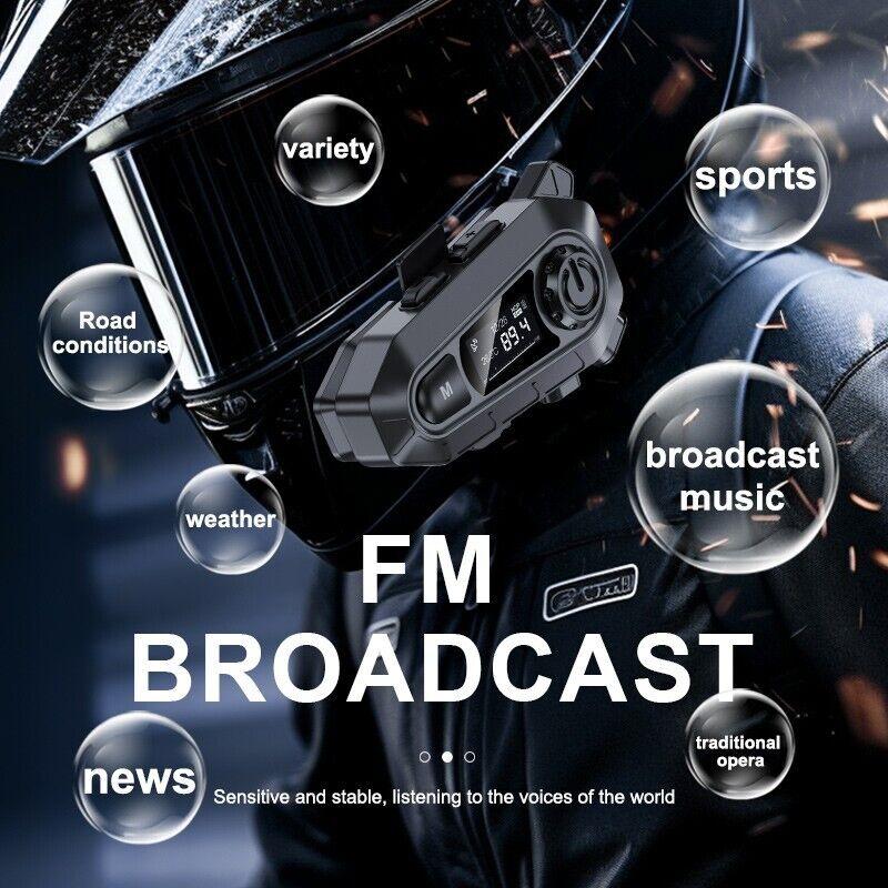 Motorcycle Helmet Headset Wireless Handfree Call Waterproof Bt 5.4 Moto Headphone With Fm Radio Large Led Display For Rider
