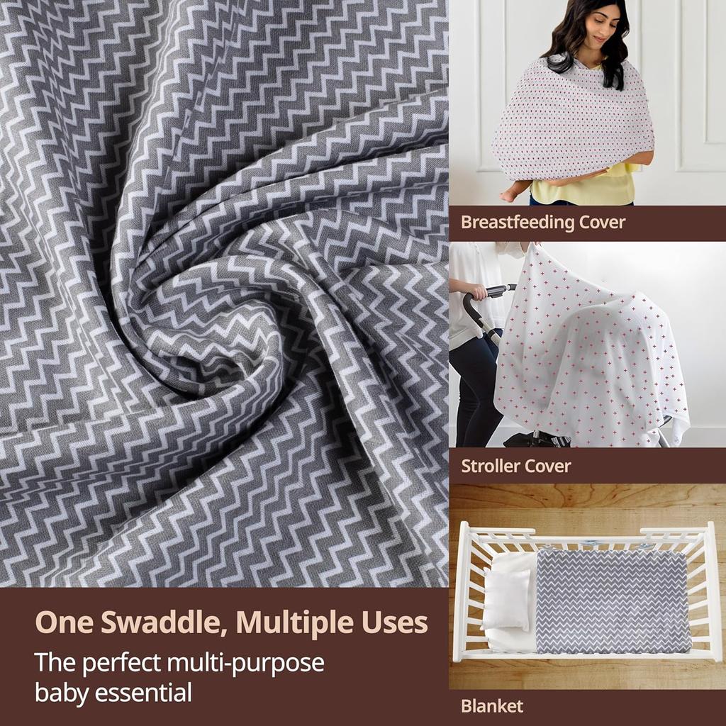 LuvLap 100% Cotton Muslin Baby Swaddle Set Pack of 3, 120cm X 100cm Breathable Soft Wrap for Newborns, Multipurpose Towel