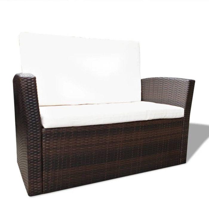 Salon de jardin en résine tressée Marron - VIDAXL - 4 pcs - Mobilier de jardin élégant
