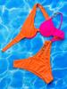 Push Up Bikinis Set One Shoulder Block Color Bikini Women Swimsuit Thong Female Swimwear Biquini Bathing Suit Swimming Suits