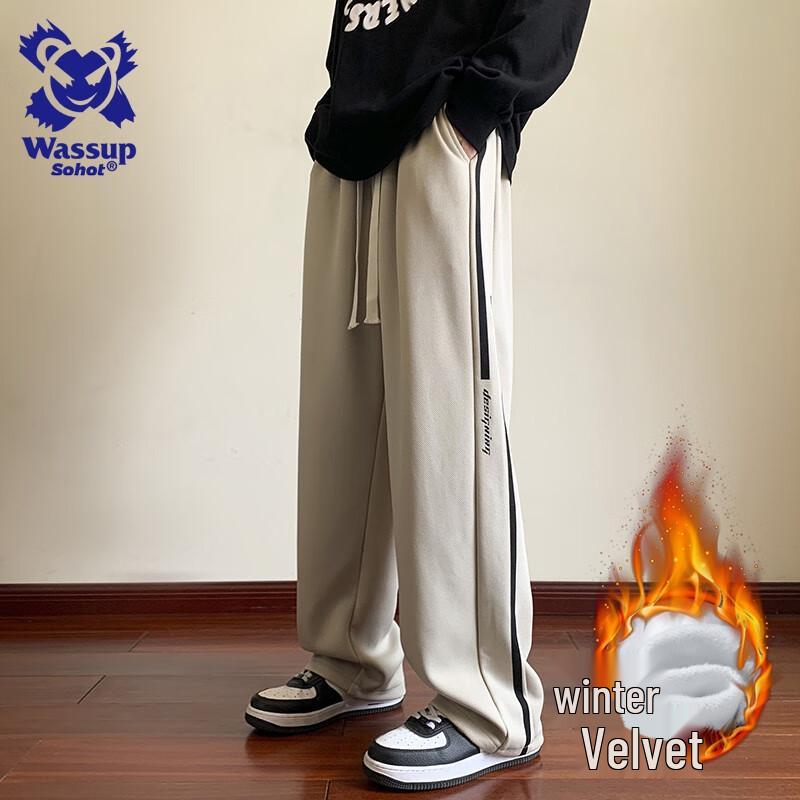 Wassup Sohot Men's American Retro Straight-Leg Casual Pants