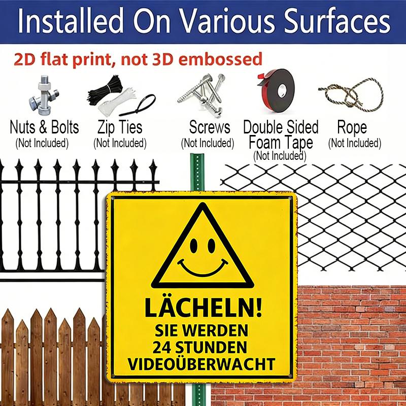 2D Flat, 1pc, Retro Metal Sign, Decorative Plaque and Ornament, Safety Warning Theme, Humorous Style, Suitable for Decorating Yards, Garages