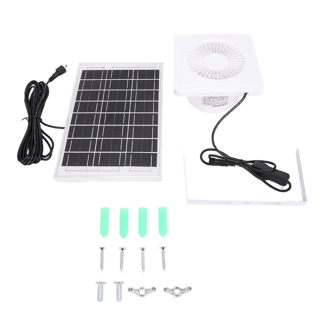 Solar Powered Exhaust Fan 6W Solar Panel and 4in Ventilation Fan for Greenhouse Chicken Coop Shed Pet House