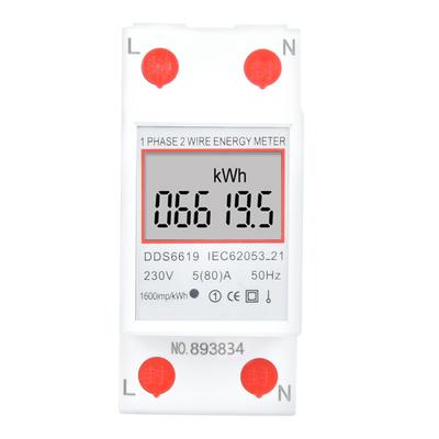 DDS6619 005 Intelligent Single Phase Electric Energy Meter 2p Din Rail Power Meter 230V