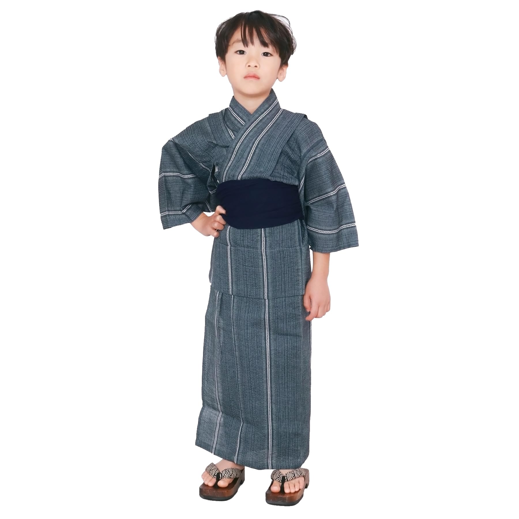 

Юката Шиджира хлопок комплект хэко для мальчиков разные полоски x хэко оби [KYOETSU] комплект, ткань, 2 предмета (юката, оби) (130см, (индиго) (флот))