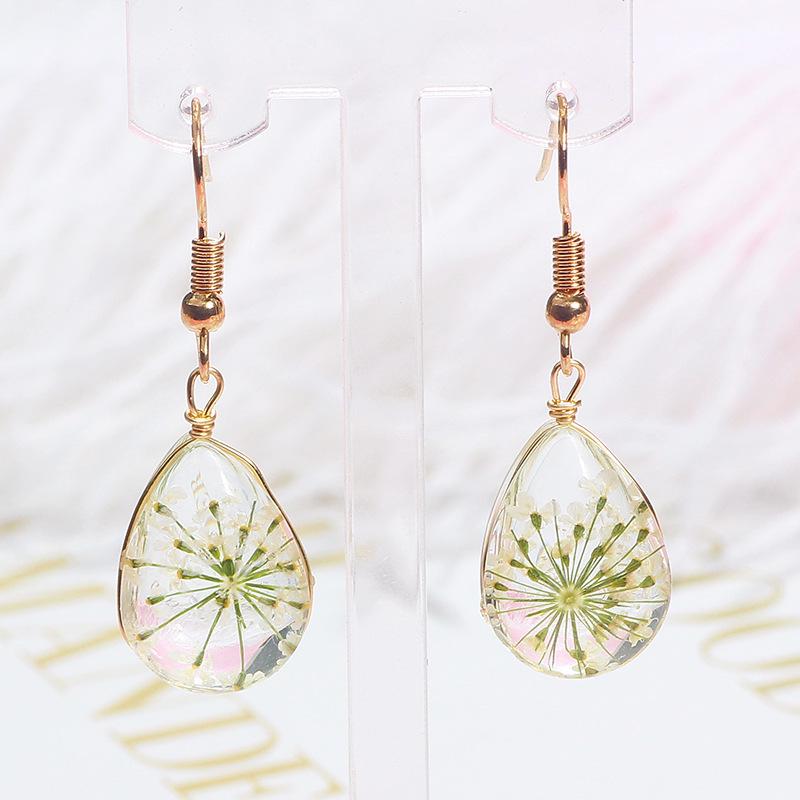 Korean Style Gypsophila Glass Ball Drop Earrings