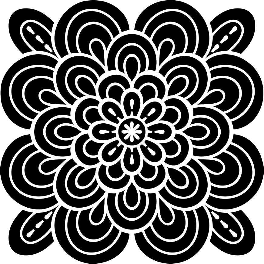 Printtoo Floral Mandala Padrão Quadrado Madeira Borracha DIY Carimbo Scrapbooking-2 x 2