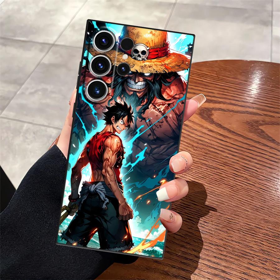 One Piece Luffy Ace Black Soft Phone Cover Case for Samsung Galaxy S25 Edge S21 FE S24 Plus S20 S23 Ultra