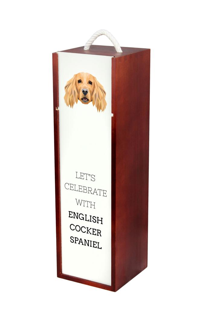 English Cocker Spaniel - Geometric Box With Photo And Inscription For Wine Brand Art-Dog