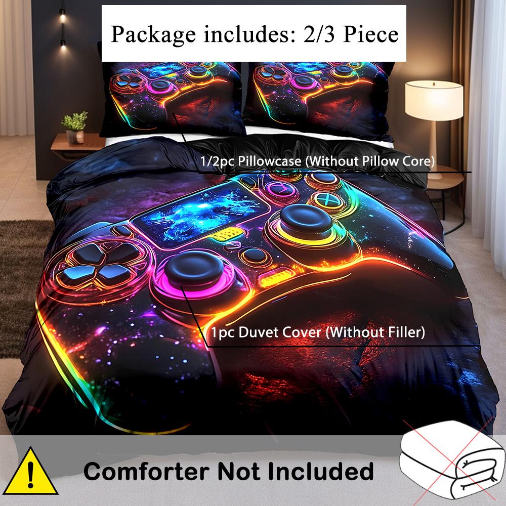 Colorful Gamepad 3D Print Quilt Cover Set Fashion Cool Fragment Game Console Bedding Set Polyester Soft Comfortable Duvet Cover