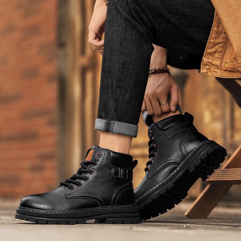 Men Shoes Men's Autumn Winter Motorcycle Boots British Style Basic Boots Outdoor Motorcycle Men's High-top Fashion Casual Shoes