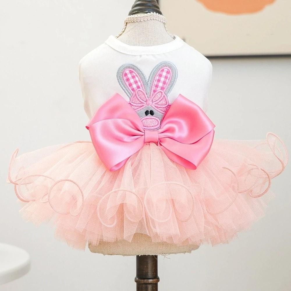 Rabbit Pattern Easter Dog Puffy Skirt Soft Dogs Mesh Fluffy Skirt Pet Princess Dress  Easter Sunday