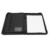 Black Zippered Pocket Zippered Padfolio Faux Leather Conference Folder Organizer  For Business Men